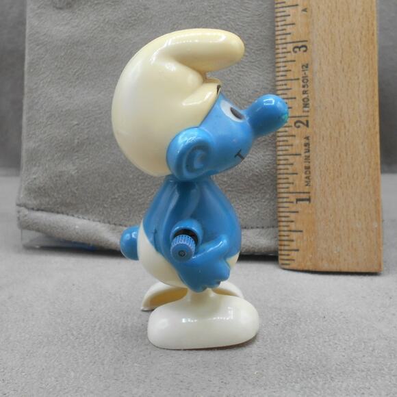 Vintage 1980 Walking Smurf Wind-up Wallace Berrie Galoob Hong Kong - Picture 6 of 8